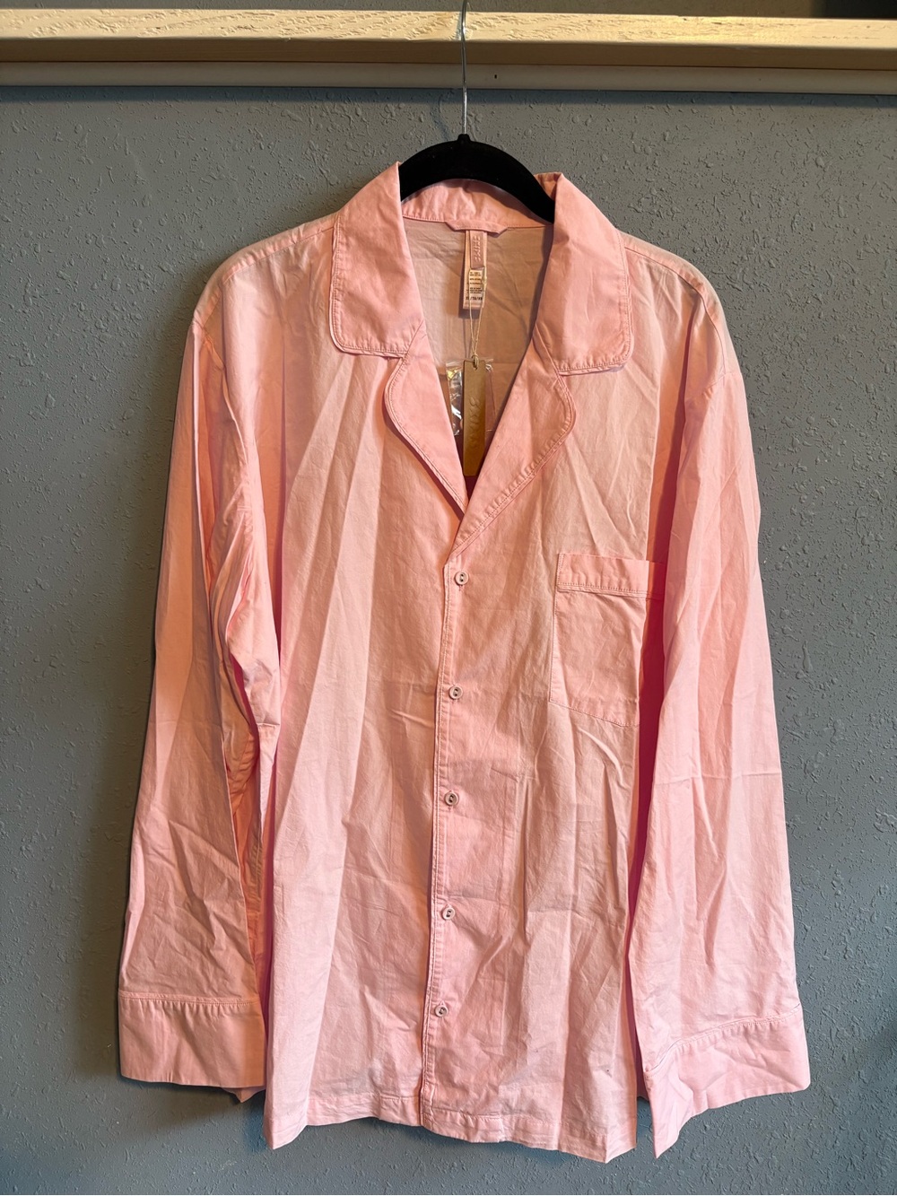SKIMS Light Pink Button-Up Cotton Pajama Shirt
